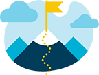 Illustration of a mountain peak with a flag